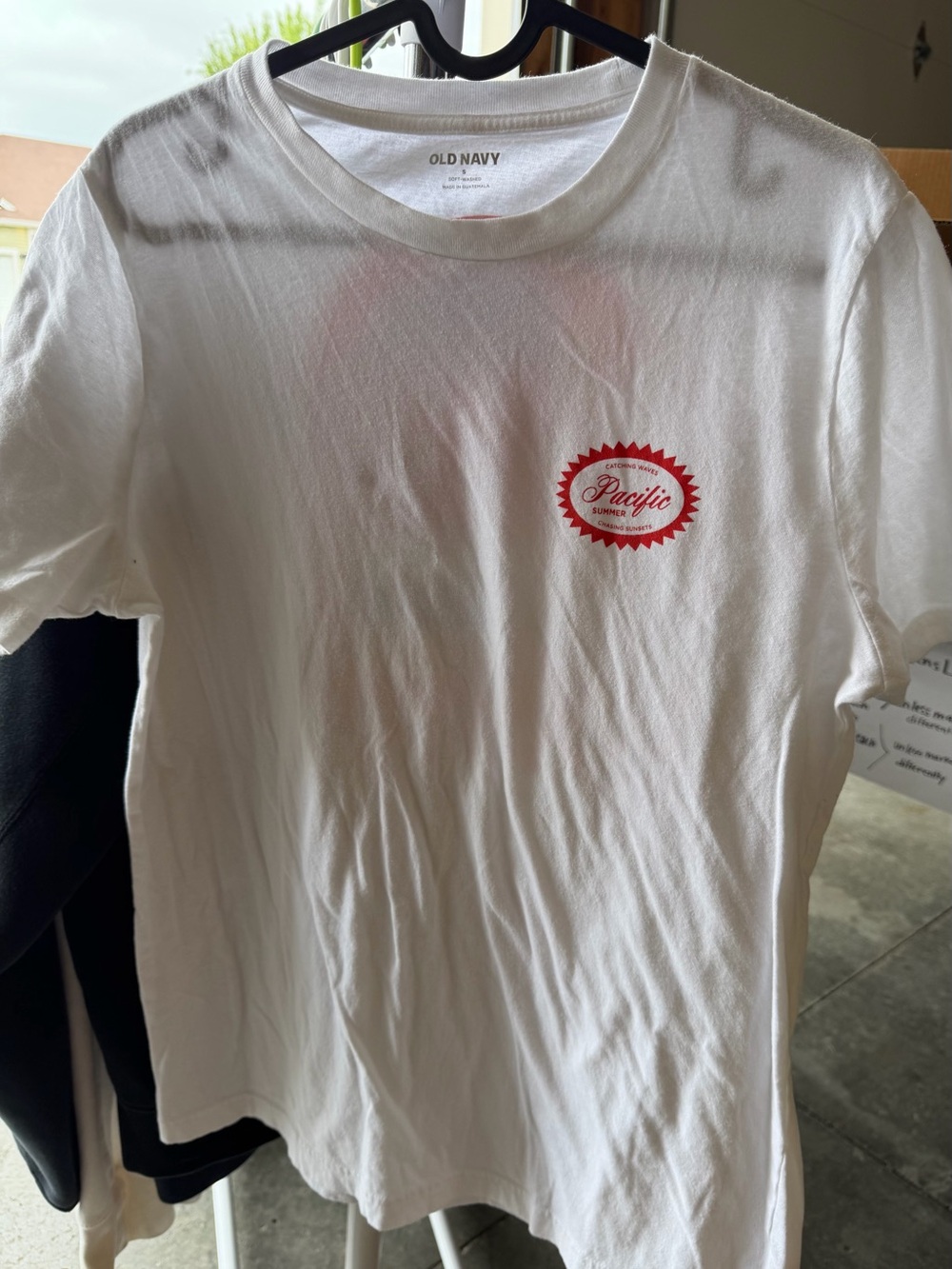 Pacifica White Short-Sleeve Tee with Red Logo